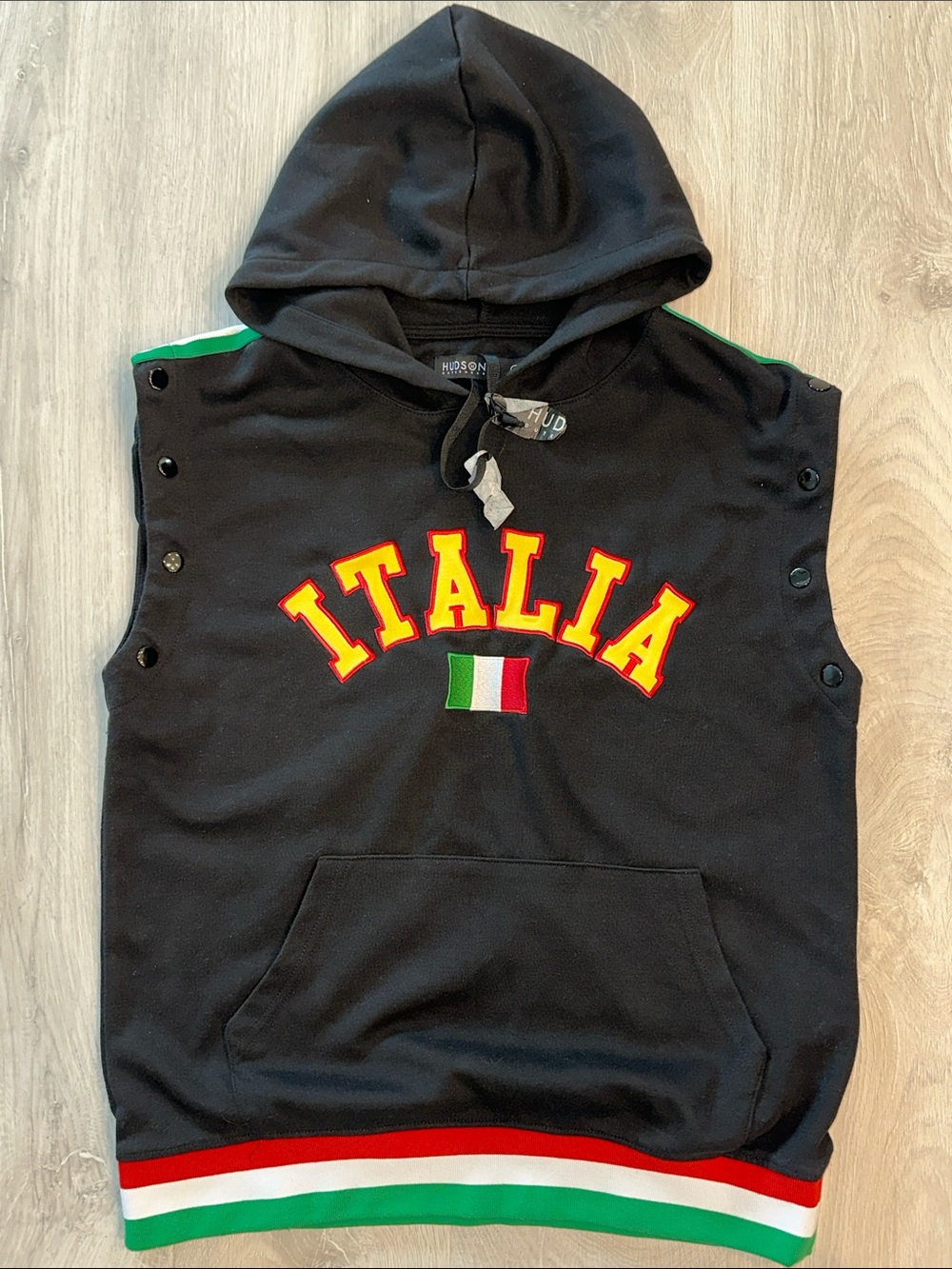Men’s Hudson Italia Hooded Sleeveless Sweatshirt with Flag